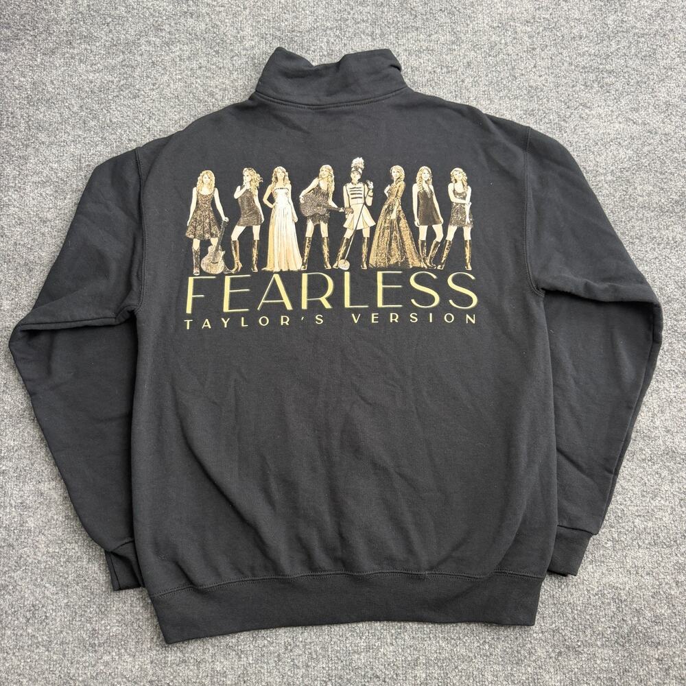 Taylor Swift Fearless Taylor's Version 1/4 Zip Pullover Sweatshirt Black Medium